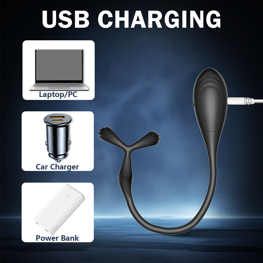 Estimulador de próstata con anillo para el pene mediante aplicación que se maneja desde cualquier parte del mundo