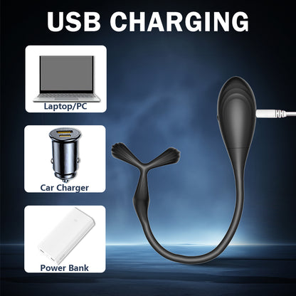 Estimulador de próstata con anillo para el pene mediante aplicación que se maneja desde cualquier parte del mundo