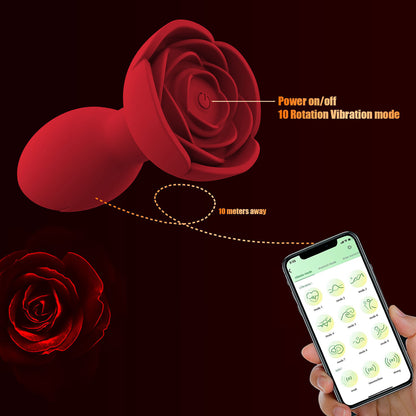 Plug anal vibrador giratorio rosa con control por aplicación