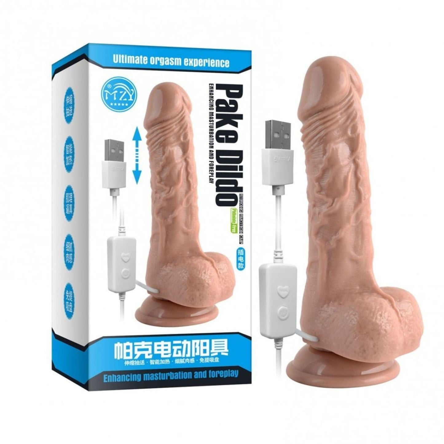 Dildo protésico realista con 10 modos de vibración y 7 movimientos.