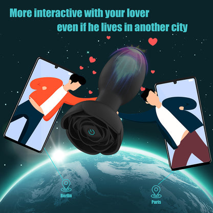 Plug anal vibrador giratorio rosa con control por aplicación