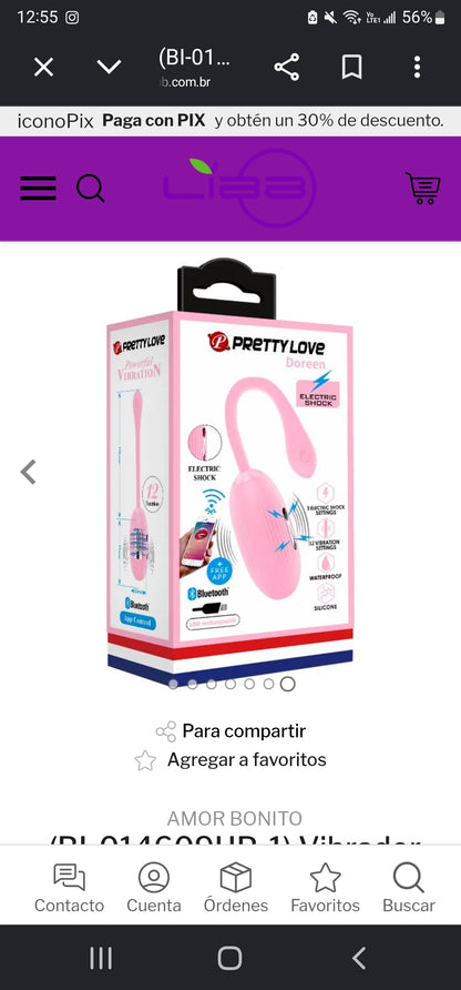 Bala Electroshock Vibrador / Control Bluetooth / Recargable