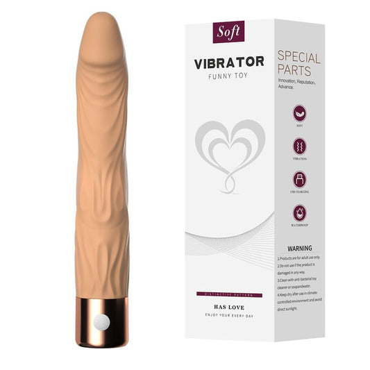 Pene realista recargable con 10 modos de vibración 20,5 x 3,8 cm Super Soft