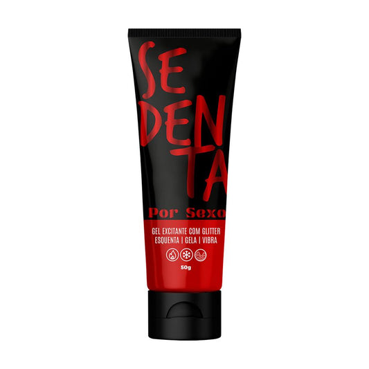 Gel comestible con purpurina Thirsty for Sex, 50 g calienta/enfria/vibra