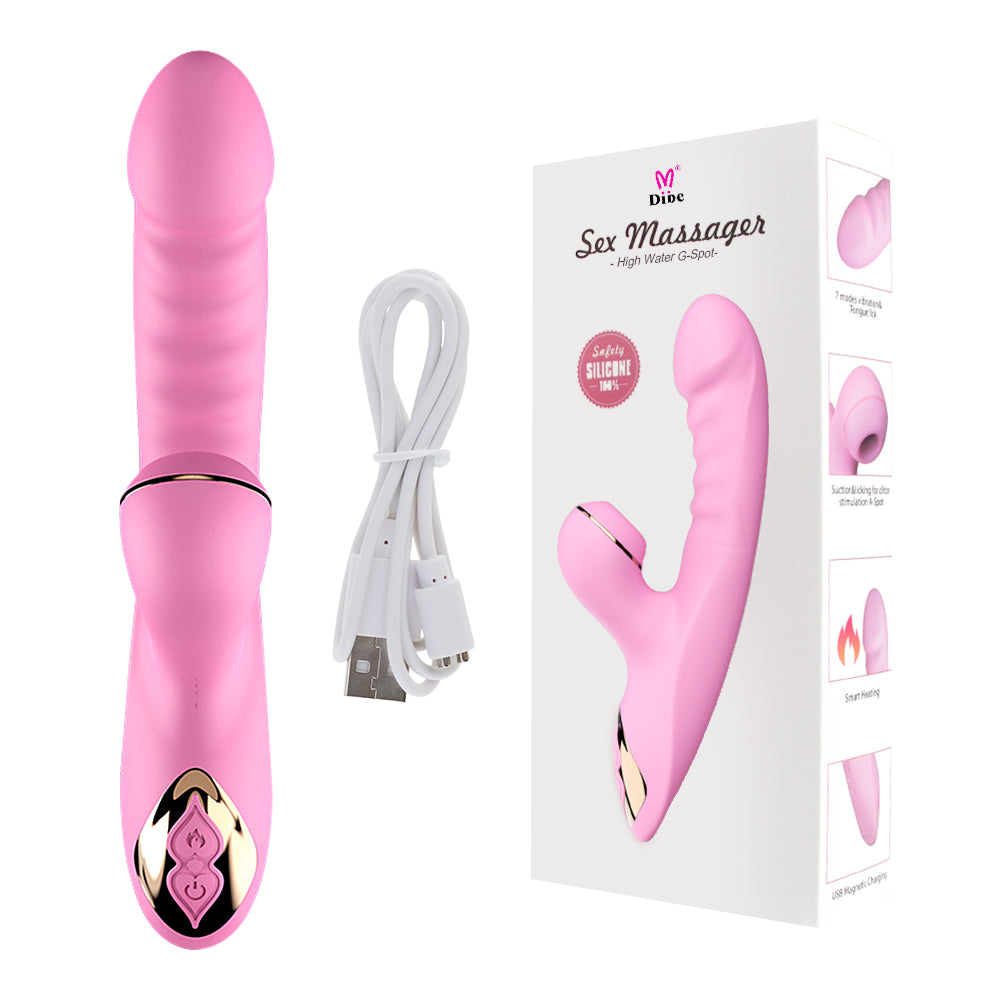 Vibrador con succionador de clítoris y calefacción