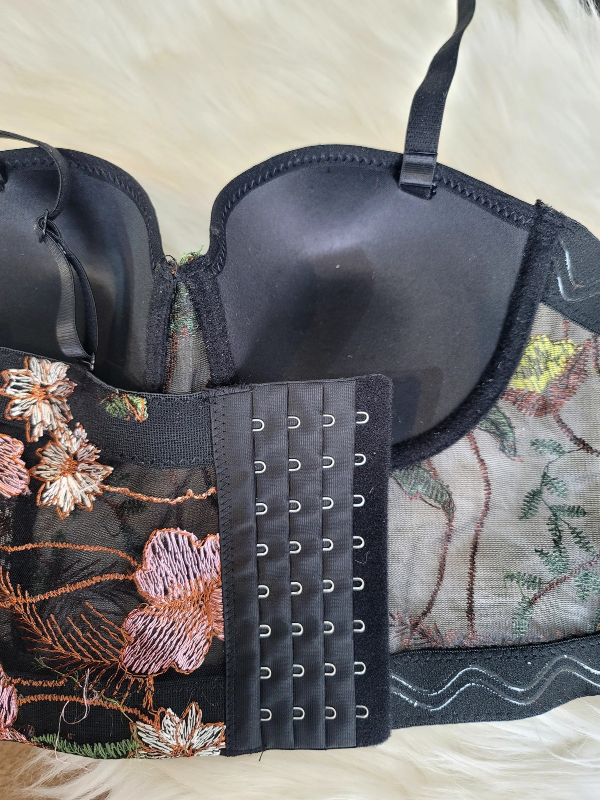 Top corset Flores negro