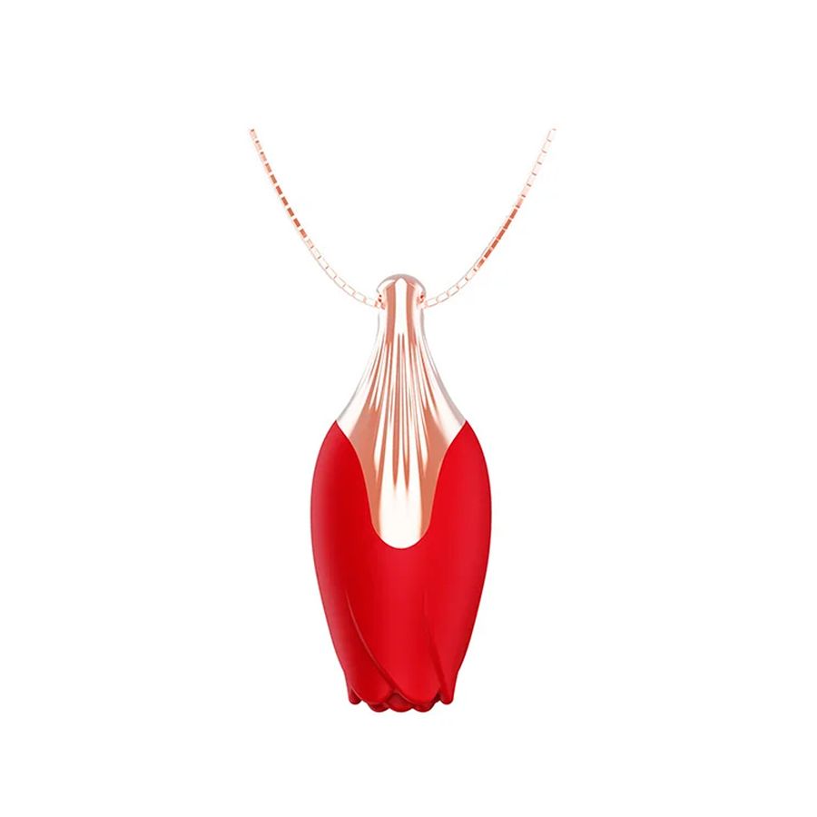 Collar Vibrador Mini Collar Vibrador en Forma de Rosa con 10 Modos de Vibración