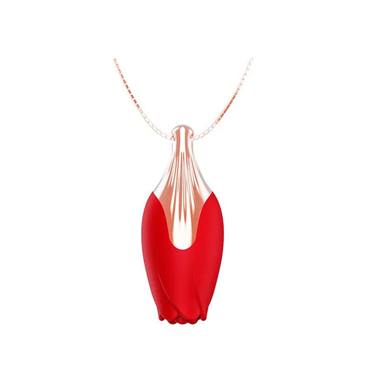 Collar Vibrador Mini Collar Vibrador en Forma de Rosa con 10 Modos de Vibración