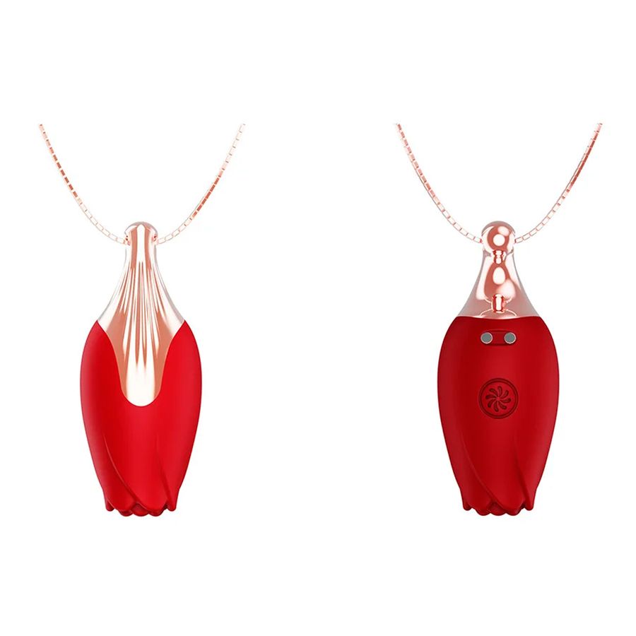 Collar Vibrador Mini Collar Vibrador en Forma de Rosa con 10 Modos de Vibración