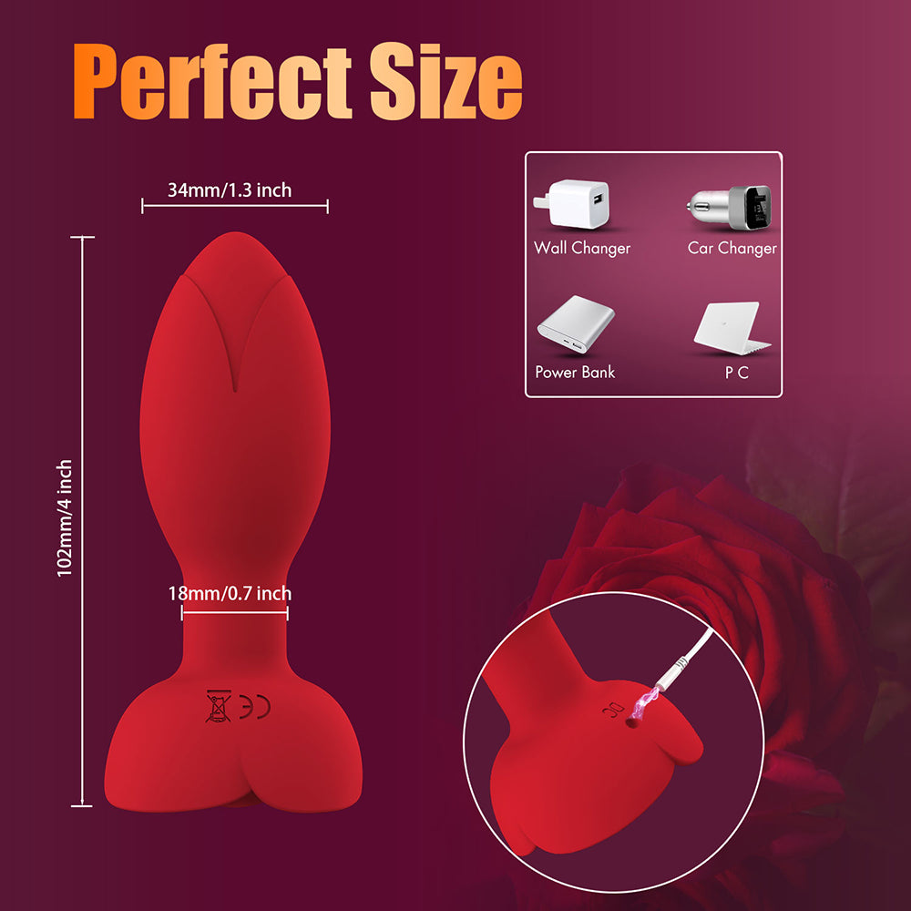 Plug anal vibrador giratorio rosa con control por aplicación