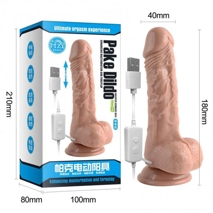 Dildo protésico realista con 10 modos de vibración y 7 movimientos.