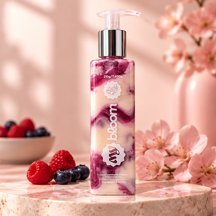 MyBloom 🍇 Hidratante Corporal Bifásico – Frambuesa & Arándano Azul