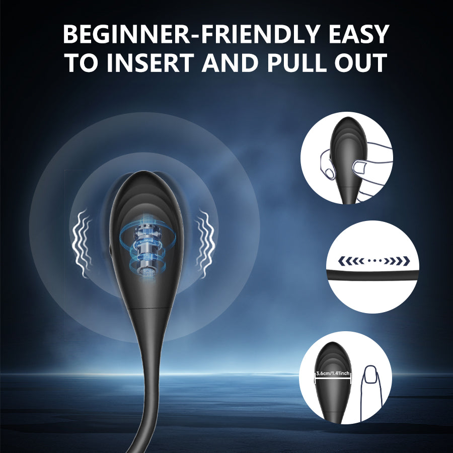 Estimulador de próstata con anillo para el pene mediante aplicación que se maneja desde cualquier parte del mundo