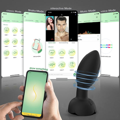 Plug anal vibrador giratorio rosa con control por aplicación